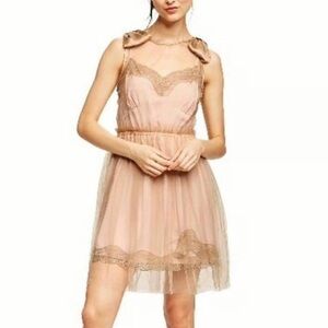 Rodarte for Target Blush Lace-Trim Tulle Top